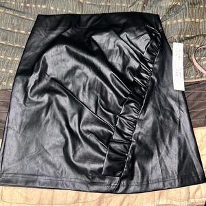Faux Leather Ruffle Mini Skirt
